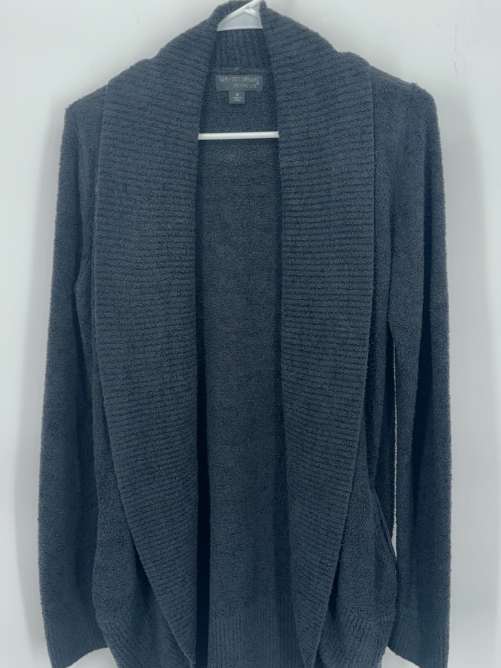 Barefoot Dreams Shawl Collar Open-Front Cardigan - Charcoal Size Medium
